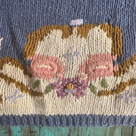 Vintage Bronte Knitted by Hand Cottagecore Granny Floral Sweater Size Large - Picture 14 of 16